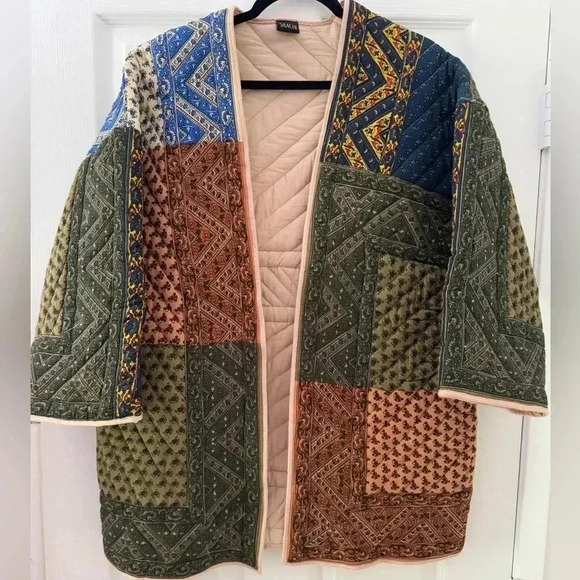 Jackets & Blazers - Saachi Quilted Patchwork Coat - Brand New (Size: L/XL)